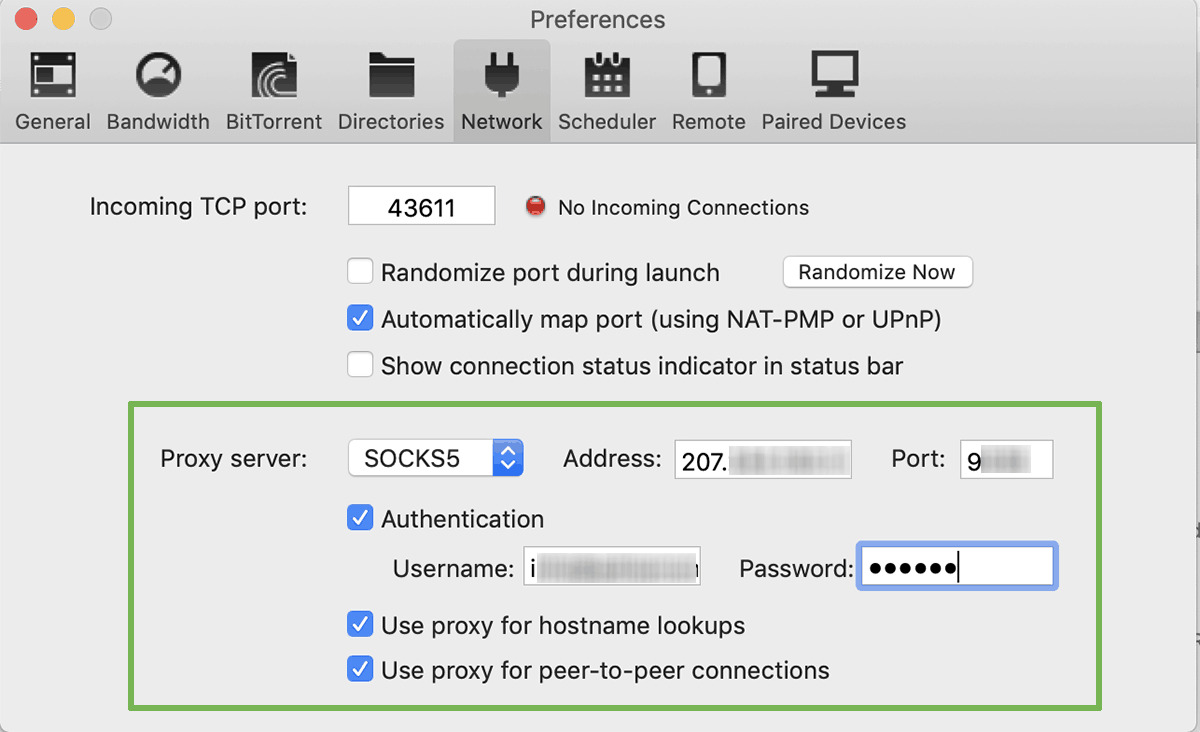 BitTorrent screenshot - How to set a proxy server in BitTorrent client
